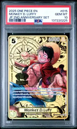 2025 ONE PIECE ST13-015 JAPANESE 2ND ANNIVERSARY SET MONKEY D LUFFY ENG PSA 10 - Image 1