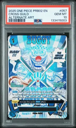 2025 ONE PIECE OP09-057 PRB02 #057 CROSS GUILD EVENT ALT ART BUGGY PSA 10 - Image 1