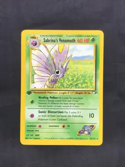 Pokemon Cards: Gym Heroes 1st Edition Rare: Sabrina's Venomoth 34/132 - Image 1