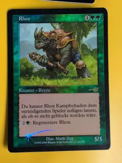 Refreshing Rain & Rhox (German) MTG 2 Card. OLD VINTAGE FOIL. NEMESIS. - Image 3