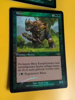 Refreshing Rain & Rhox (German) MTG 2 Card. OLD VINTAGE FOIL. NEMESIS. - Image 4