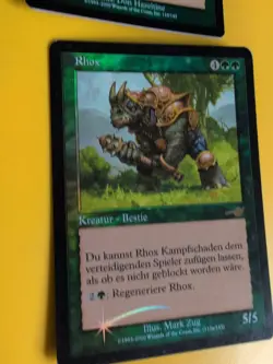 Refreshing Rain & Rhox (German) MTG 2 Card. OLD VINTAGE FOIL. NEMESIS. - Image 5