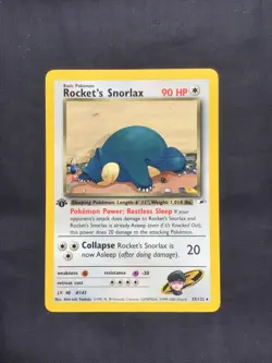 Pokemon Cards: Gym Heroes 1st Edition Rare: Rocket's Snorlax 33/132 - Image 1