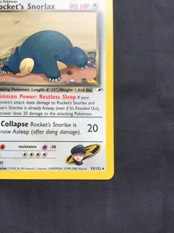 Pokemon Cards: Gym Heroes 1st Edition Rare: Rocket's Snorlax 33/132 - Image 4