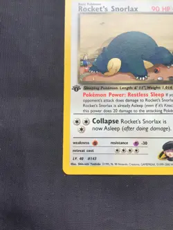 Pokemon Cards: Gym Heroes 1st Edition Rare: Rocket's Snorlax 33/132 - Image 5