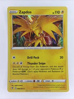 Zapdos - 048/185 - Pokemon Vivid Voltage Sword & Shield Cosmos Holo Rare Card NM - Image 1