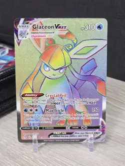 Pokemon Card Glaceon Vmax 208/203 Evolving Skies Rainbow Secret Rare Full Art NM - Image 3