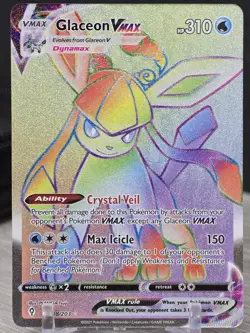 Pokemon Card Glaceon Vmax 208/203 Evolving Skies Rainbow Secret Rare Full Art NM - Image 5