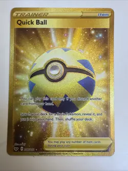 Quick Ball 216/202 Sword & Shield Base Set Gold Secret Rare Pokemon Card - Image 1