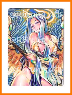 Hand Painted Altered Mtg Plains Card Anime Girl - Image 1