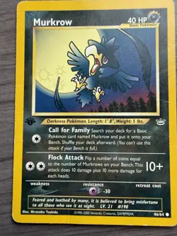 Pokemon TCG Murkrow 46/64 Neo Revelation 1st Edition MP - Image 1