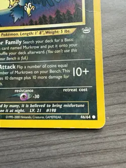 Pokemon TCG Murkrow 46/64 Neo Revelation 1st Edition MP - Image 5