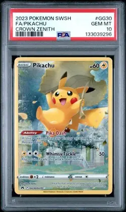 2023 POKEMON SWORD & SHIELD CROWN ZENITH GG30 PIKACHU PSA 10 GEM MINT - Image 1