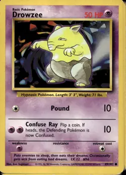 Drowzee 49/102 Common WOTC Base Set Pokemon - Image 1