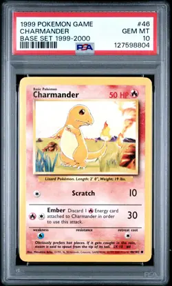 1999 POKEMON BASE SET 1999-2000 “4TH PRINT” #46 CHARMANDER PSA 10 - Image 1