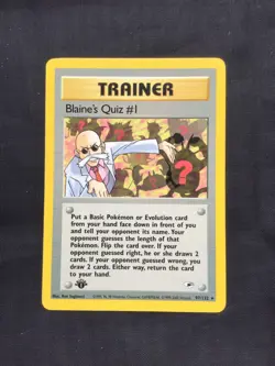 Pokemon Cards: Gym Heroes 1st Edition Rare: Blaine's Quiz #1 97/132 - Image 1