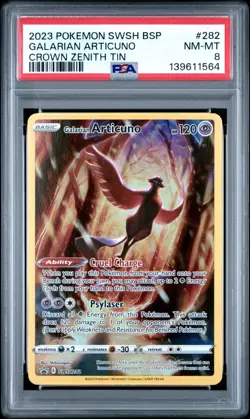 2023 POKEMON SWSH BLACK STAR PROMO CROWN ZENITH TIN #282 GALARIAN ARTICUNO PSA 8 - Image 1