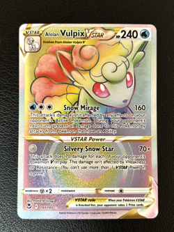 Alolan Vulpix VSTAR 197/195 SWSH Silver Tempest Rainbow Rare Holo Pokemon TCG NM - Image 1