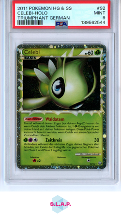 CELEBI-HOLO TRIUMPHANT POKEMON GER HEARTGOLD & SOULSILVER 2011 92 PSA 9 - Image 1