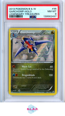 GARCHOMP-HOLO LEGENDARY TREASURES POKEMON BLCK & WHITE 2013 96 PSA 8 - Image 1