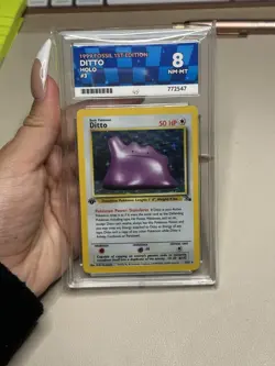 Pokemon Ditto Fossil 1st Edition Holo #3 ACE Slab Grade 8 - Image 1