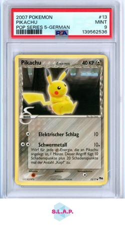 PIKACHU POP SERIES 5-GERMAN POKEMON POP SERIES 5 2007 13 PSA 9 - Image 1
