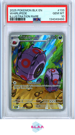 WHIRLIPEDE ILLUSTRATION RARE POKEMON BLK EN-BLACK BOLT 2025 133 PSA 10 - Image 1