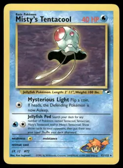Pokemon Cards Misty's Tentacool 32/132 UNLIMITED Gym Heroes WOTC Rare NM - Image 1