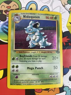 Pokemon Nidoqueen TCG Jungle Holo Card 7/64 Unlimited Holo Rare LP - Image 1