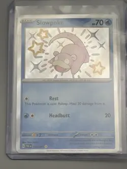 Pokemon Paldean Fates Slowpoke Holo Card 116/091 Shiny Rare, Near Mint Condition - Image 1