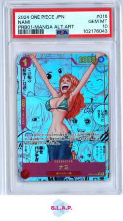 NAMI MANGA ALT ART ONE PIECE JAP PRB01-PRE BOOSTER CARD THE BEST 2024 016 PSA 10 - Image 1