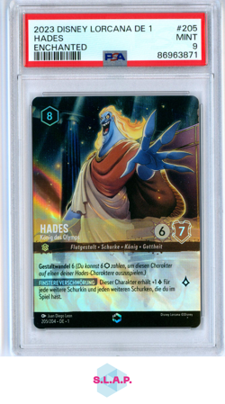 HADES ENCHANTED DISNEY LORCANA GERMAN DE 1-THE FIRST CHAPTER 2023 205 PSA 9 - Image 1