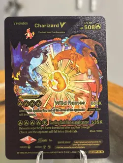 Charizard V Evolution Black Foil Mint Rare Pokemon TCG Collector Fan Art Card - Image 1