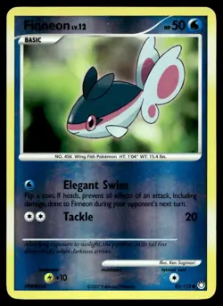 Finneon 83/123 Pokemon Card Mysterious Treasures Rev Holo Cmn 50 HP LP U20 - Image 1