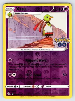 Xatu 033/078 022 Pokemon GO Pokemon Card TCG Reverse Holo Uncommon - Nm/Vlp - Image 1