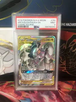 Pokemon TCG Arceus Dialga Palkia GX Cosmic Eclipse Tag Team Card 156/236 PSA 9 - Image 1