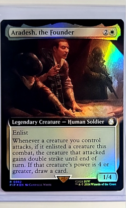 2024 MTG Magic The Gathering PIP Fallout Extended Art Foil Aradesh the Founder - Image 1