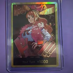 Bandai One Piece Card Game Nami Gold DON!! Card EB-03 Mint Condition - Image 1