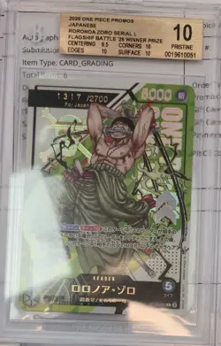 2026 BGS 10 One Piece Japanese Roronoa Zoro Serial For Japan OP12-020 - Image 1