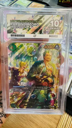 One Piece Cards - ACE 10 Roronoa Zoro PRB02-006 SP - The Azure Sea's Seven PSA - Image 1