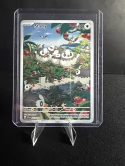 Pokemon Card - Starly Scarlet & Violet Base Set 221/198 Holo Illustration Rare - Image 1