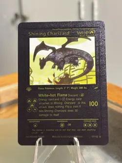 Shining Charizard Black Foil Mint Rare Pokemon TCG Collector Fan Art Card - Image 1