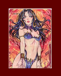 Hand Painted Altered MTG Card, Swamp , Anime Girl, by Cawblade - Image 1