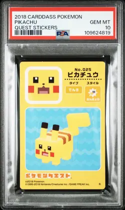 2018 CARDDASS POKEMON QUEST STICKERS PIKACHU PSA 10 - Image 1