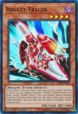 Yugioh! LP Rokket Tracer - SDRR-EN002 - Super Rare - 1st Edition Lightly Played, - Image 1