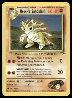 Pokemon Cards Brock's Sandslash 23/132 UNLIMITED Gym Heroes WOTC Rare LP - Image 1