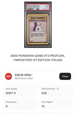 POKEMON PSA 9 PROFESSOR OAK, L’IMPOSTORE 73/102 SET BASE 1st EDIZIONE ITALIANO - Image 4