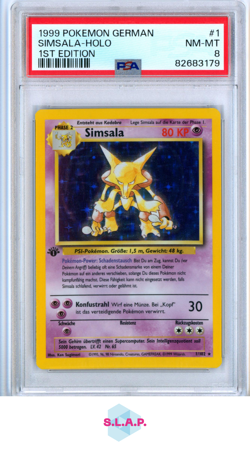 SIMSALA-HOLO 1ST EDITION POKEMON GERMAN 1999 1 PSA 8 - Image 1