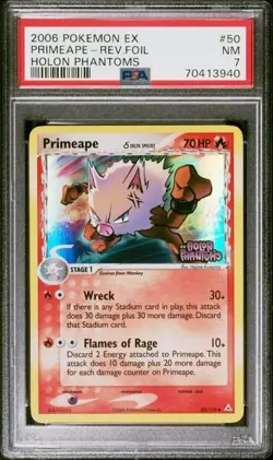 2006 Pokemon Ex #50 Primeape Reverse Foil Near Mint Holon Phantoms PSA 7 - Image 1