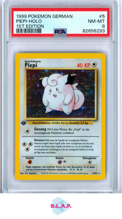 PIEPI-HOLO 1ST EDITION POKEMON GERMAN 1999 5 PSA 8 - Image 1